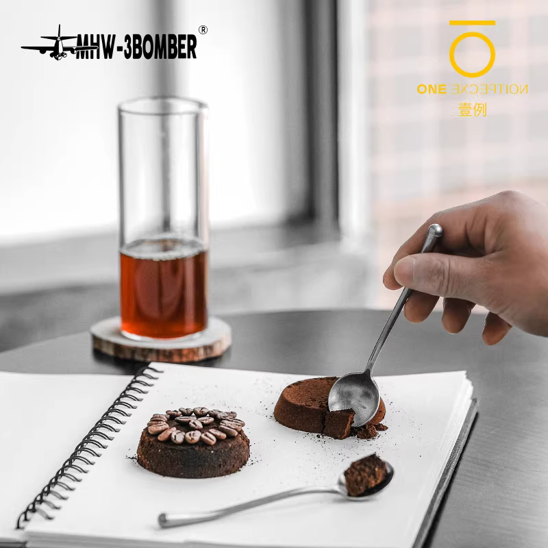 Muỗng cà phê Bomber MHW bằng thép không gỉ, muỗng khuấy sáng tạo, kiểu cổ điển, muỗng tròn nhỏ, muỗng tráng miệng, bánh ngọt, muỗng matcha