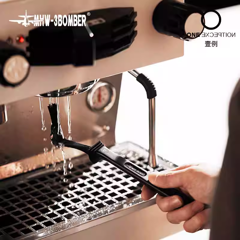 Bàn chải vệ sinh máy pha cà phê Bomber MHW của Ý, bàn chải chống bỏng hình khuỷu tay, bàn chải đặc biệt dành cho đầu pha cà phê nóng