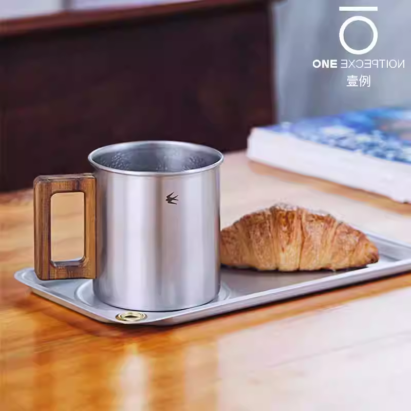 Ly sứ men Nhật Bản nhập khẩu, tay cầm gỗ GSP, phong cách ngoài trời, nhẹ nhàng sang trọng, ly cà phê, ly nước Kinto