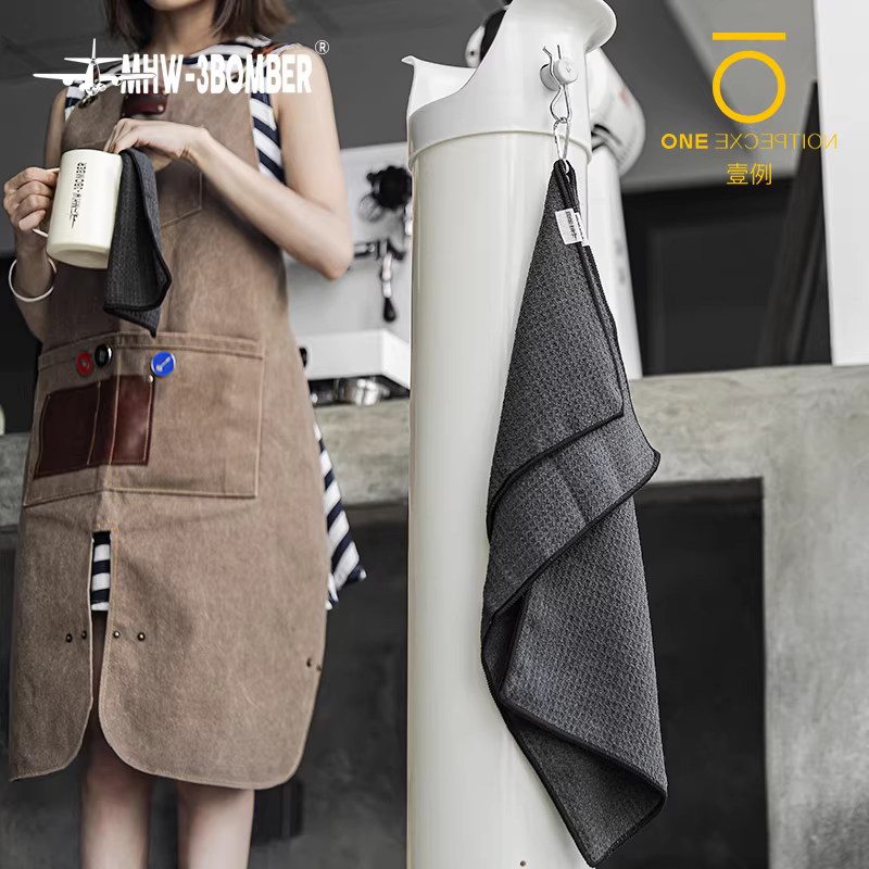 Khăn Barista MHW Bomber có vòng treo, Khăn quầy bar kiểu Ý, Khăn lau tạo bọt sữa, Hot Mom