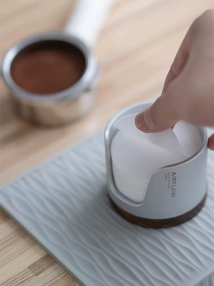 Hộp đựng giấy lọc tròn luồng khí cho tay cầm máy pha cà phê espresso, hộp đựng giấy lọc bột moka chống bụi