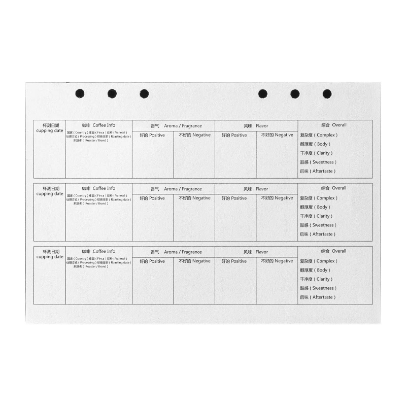 Sổ ghi chép cà phê chuyên nghiệp dòng Lili dành cho barista, biểu đồ pha chế thủ công và rang xay dùng cho quán cà phê.