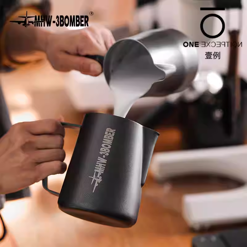 Cốc tạo bọt sữa Latte Art hình trụ Bomber MHW Pointed Mouth 3.0, 600ml, tạo bọt sữa cà phê, tạo bọt sữa hình tròn nổi