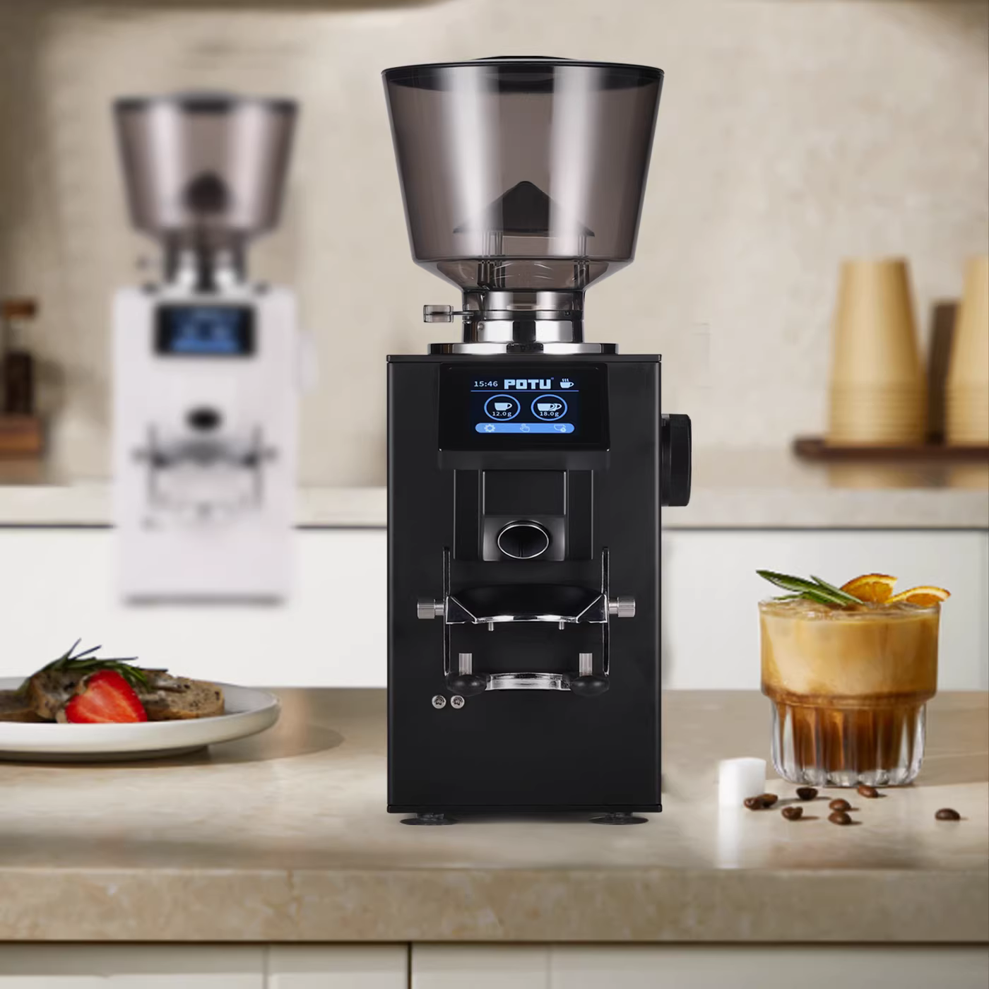 Máy xay cà phê kiểu Ý có cân, xay hạt cà phê kiểu đổ nước, có cân điện tử P64S