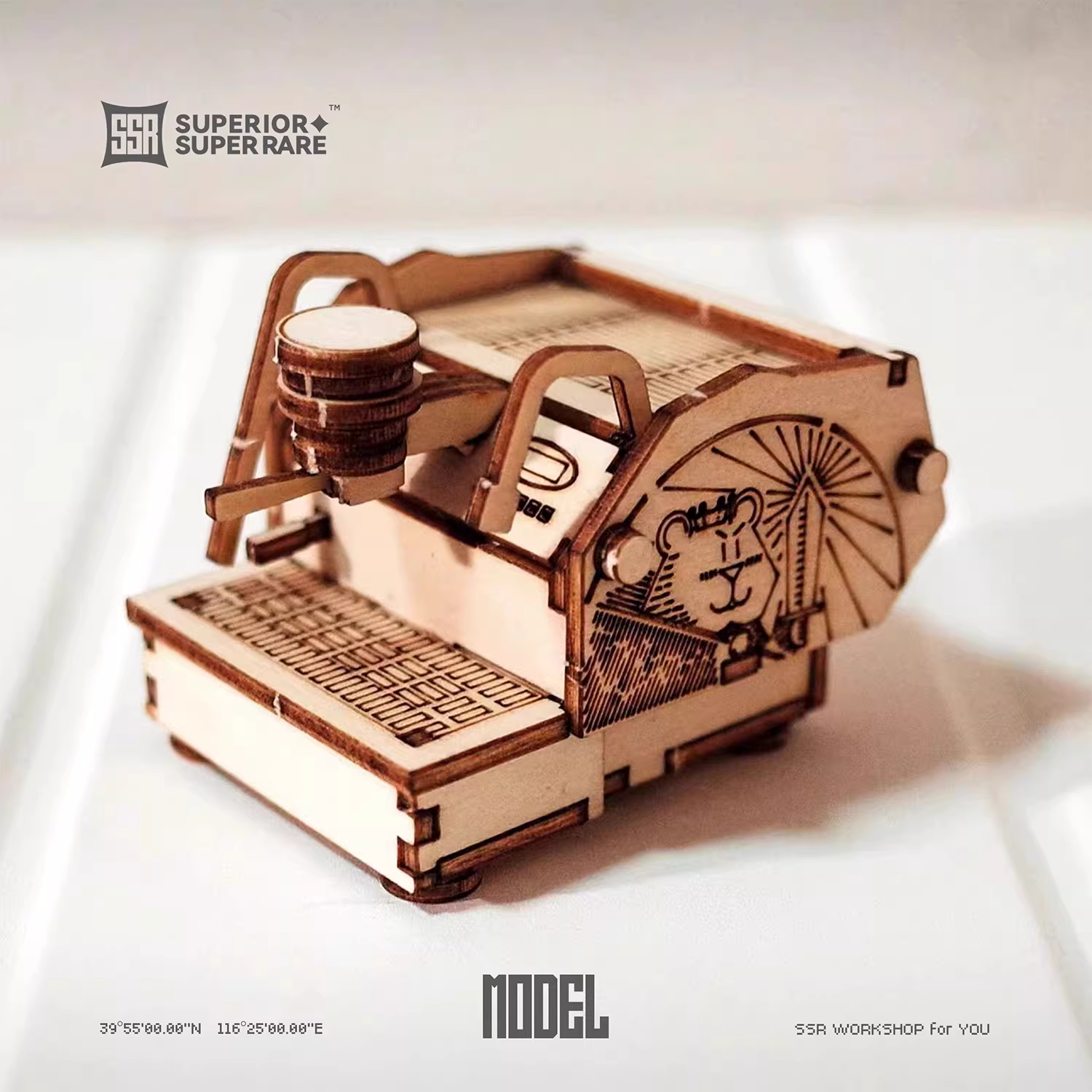 Máy pha cà phê SSR mô hình lắp ráp bằng gỗ DIY, đồ chơi lắp ráp, thiết bị pha cà phê GS3 Spicy Mom Slayer LELIT Leva