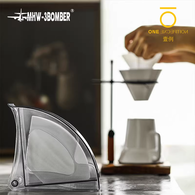 Hộp đựng giấy lọc Bomber MHW Hộp đựng giấy lọc cà phê pha bằng tay V60 Hộp đựng giấy lọc hình quạt Ốc hộp đựng giấy lọc hình quạt chống bụi