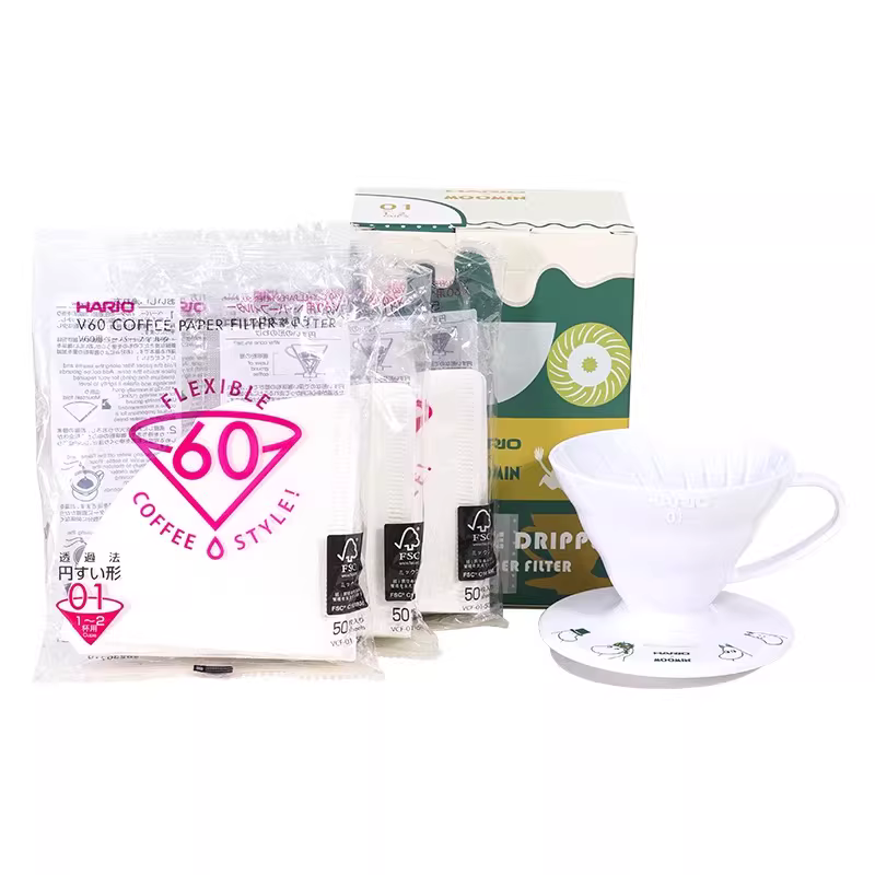 Bộ lọc cà phê HARIO&MOOMIN Moomin, bộ lọc cà phê kiểu đổ V60, giấy lọc hình nón, bộ lọc nhỏ giọt