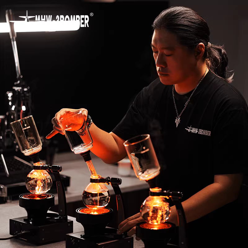 Bình pha cà phê kiểu Siphon Bomber MHW Twilight, kiểu dáng đua xe, bếp sóng nhẹ, thủ công, phương pháp pha chế bằng phương pháp chưng cất