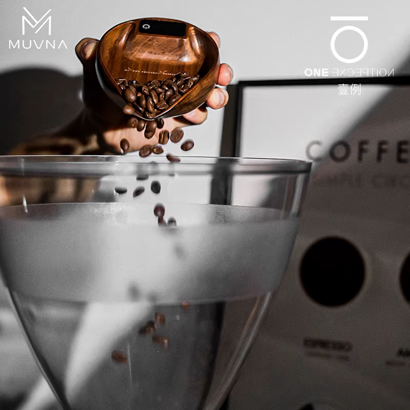 Cân điện tử MUVNA với khay gỗ óc chó để pha cà phê espresso thủ công, khay hiển thị trọng lượng để nướng bánh và định lượng