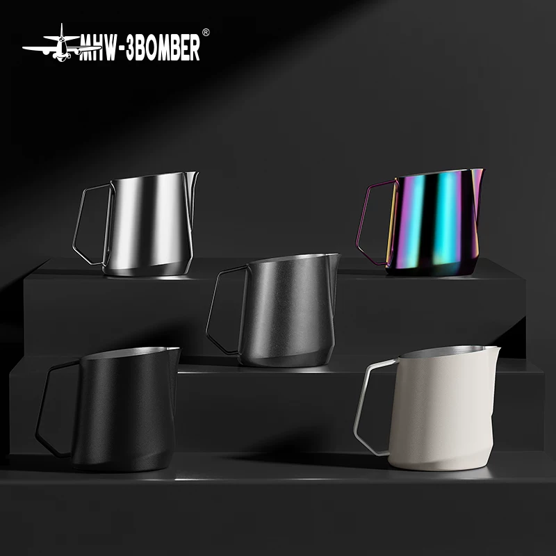 Bình tạo bọt sữa chuyên nghiệp kiểu dáng chữ U, bình tạo bọt sữa có họa tiết nổi, bình tạo bọt sữa kiểu Ý, bình tạo bọt sữa Latte Art, bình tạo bọt sữa Latte Art MHW GT.