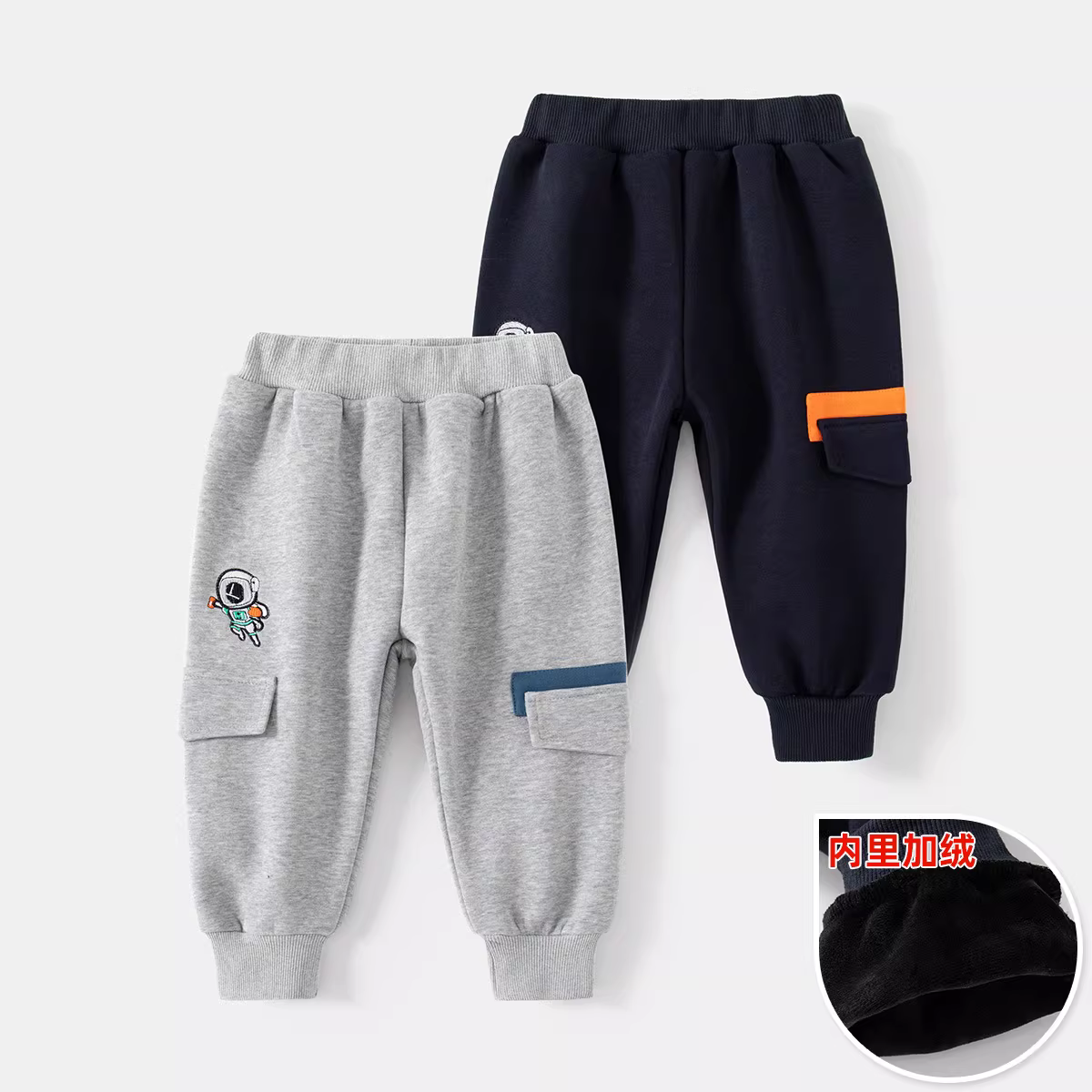 Quần dài giữ ấm lót lông cừu cho trẻ em phong cách Hàn Quốc, quần thể thao thời trang hoạt hình lưng trung cho bé trai, quần dài trẻ em thời thượng, phong cách thường ngày