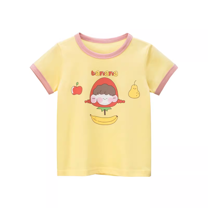 Áo lót trẻ em, sản phẩm mùa hè mới, quần áo trẻ em phong cách Hàn Quốc, áo thun ngắn tay họa tiết hoạt hình cho bé gái, mỏng và hợp thời trang.