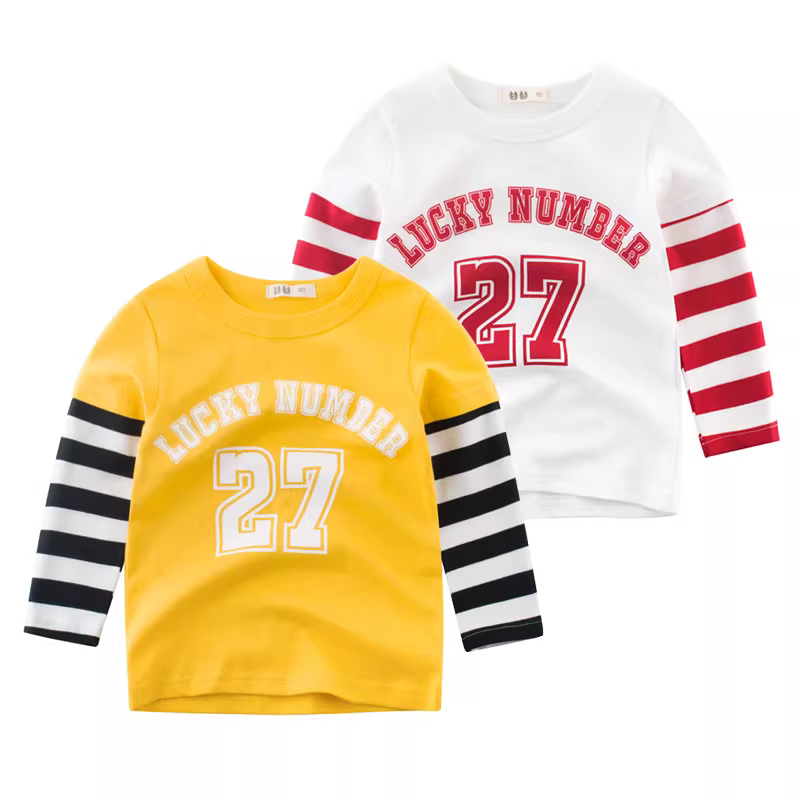 Áo thun dài tay bé trai, chất liệu cotton nguyên chất, quần áo trẻ em mùa xuân 2025, phong cách Hàn Quốc, áo lót bé mùa xuân thu, thời trang trẻ em.