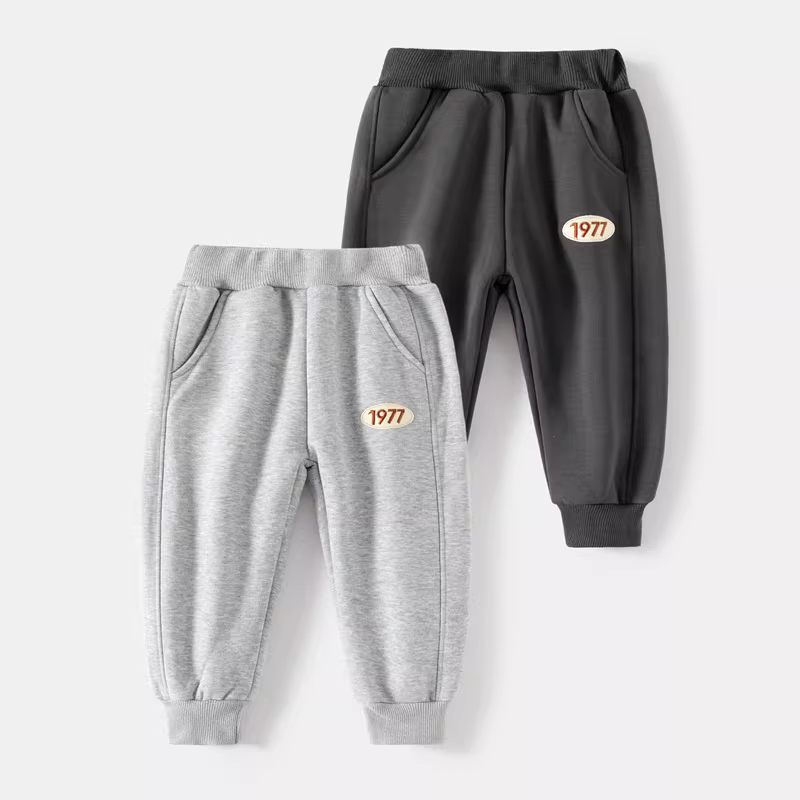 Quần thể thao lót lông cừu cho bé trai Quần áo mùa đông mùa xuân và mùa đông dày dặn tích hợp lông cừu Quần áo trẻ em cho bé tập đi Quần dài ấm áp Quần thể thao