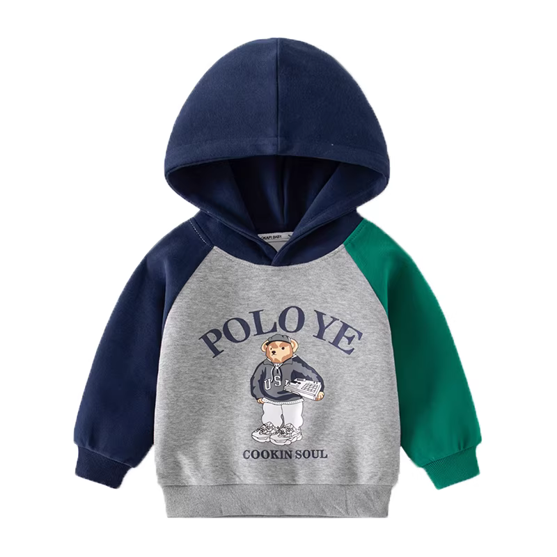 Áo nỉ bé trai xuân 2025 kiểu mới thời trang trẻ em áo thu đông cho trẻ lớn họa tiết hoạt hình áo khoác có mũ ấm áp