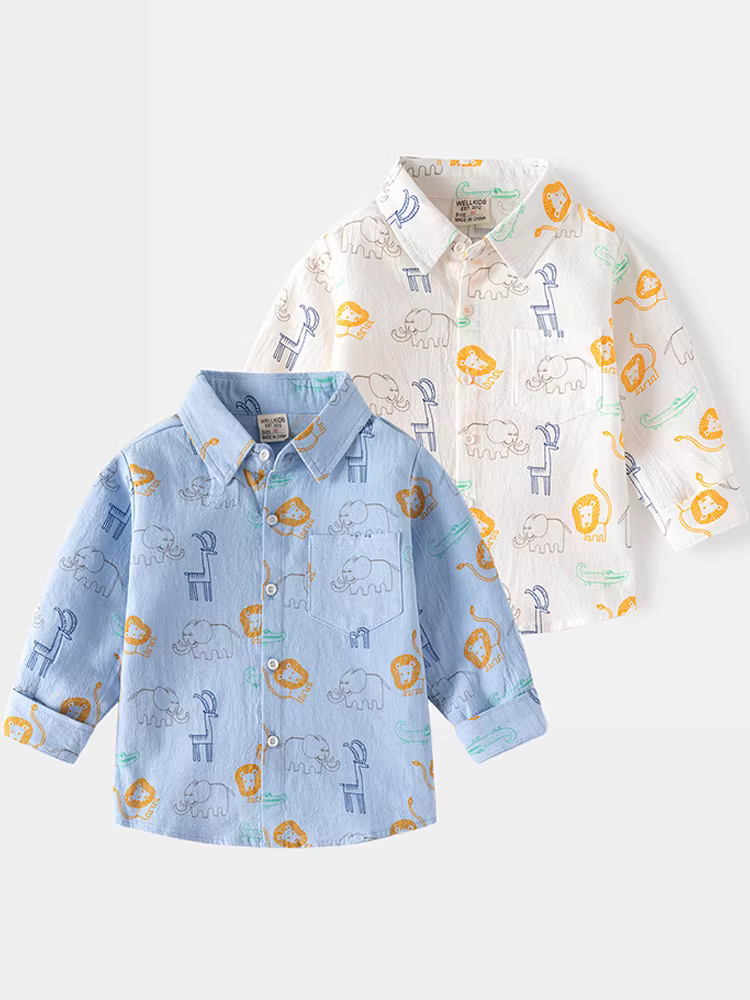 Áo sơ mi dài tay bé trai thời trang xuân hè, áo thun cotton nguyên chất trẻ em xuân thu 2025 kiểu mới, áo khoác bé trai thời thượng