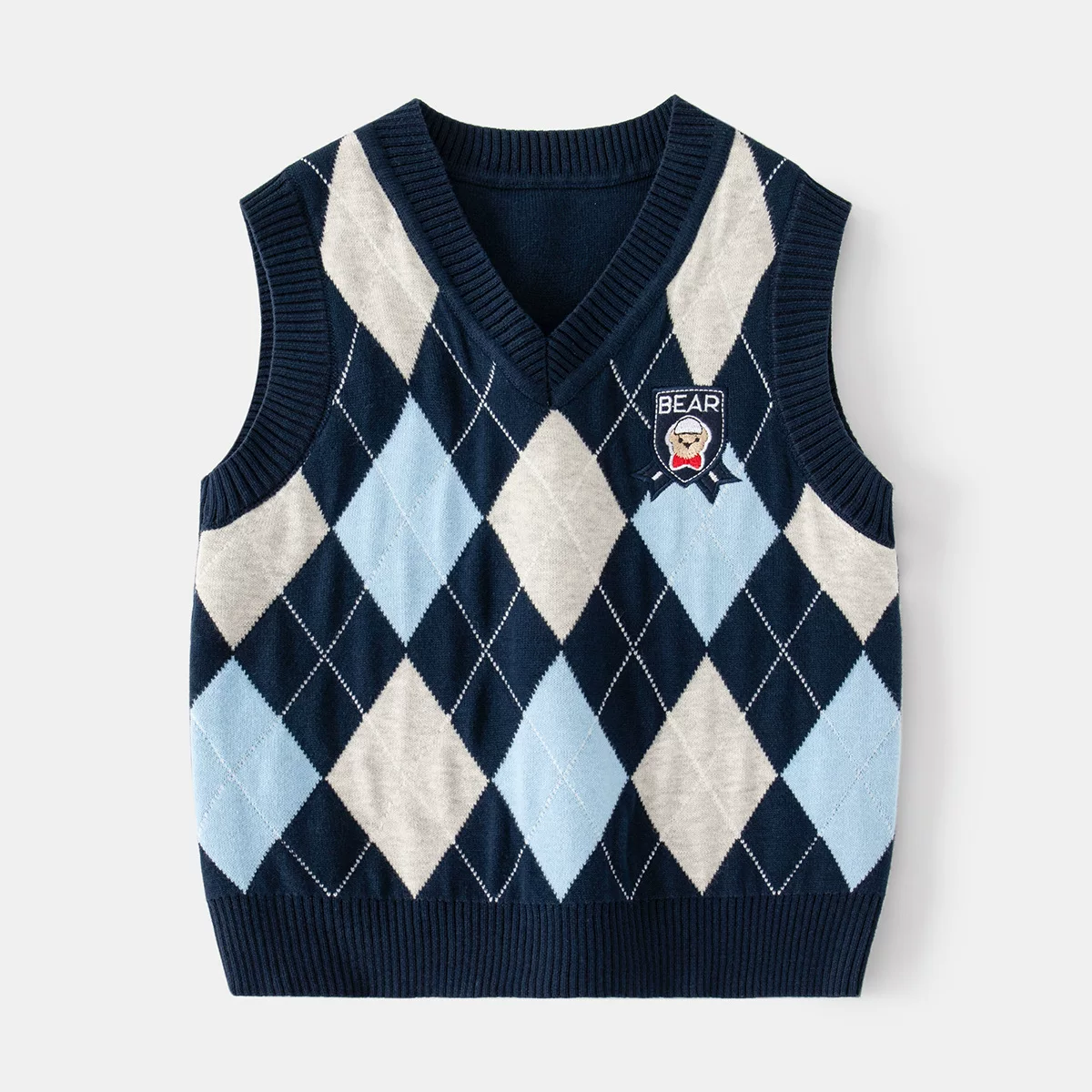 Áo len dệt kim trẻ em, áo vest thời trang bé trai mùa xuân thu, áo len phong cách preppy cho bé gái, áo len trẻ sơ sinh, thời trang trẻ em