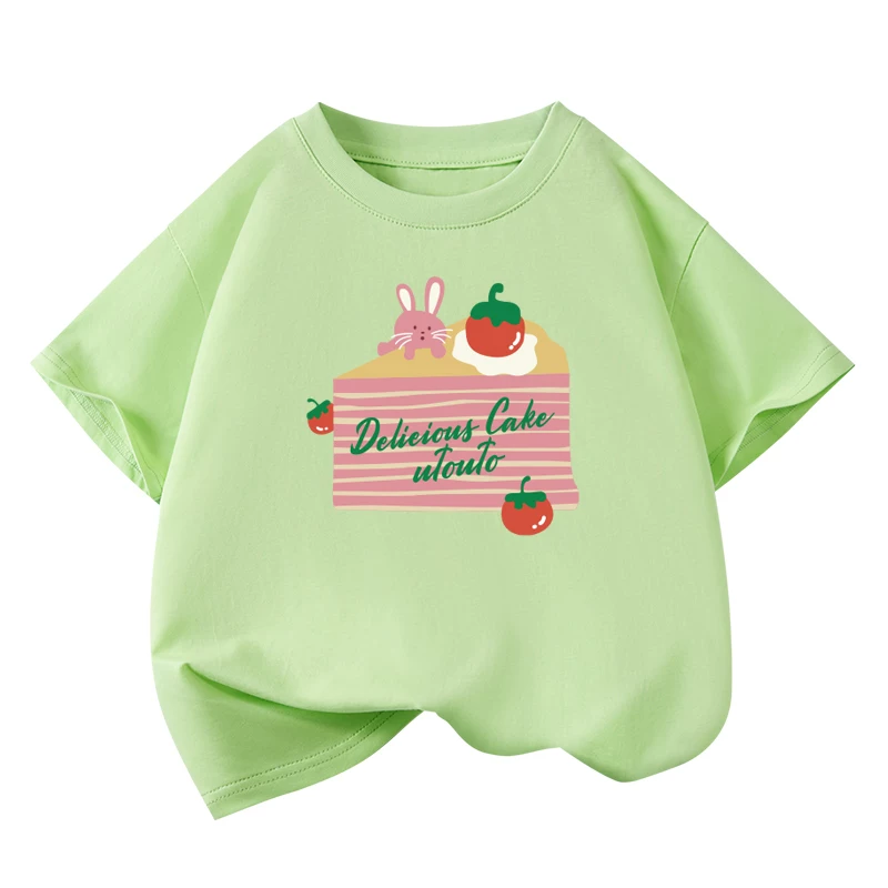 Little Hope Quần áo trẻ em Áo thun ngắn tay cho bé gái Cotton nguyên chất Mùa hè Phong cách mới Áo trẻ em in hình sành điệu Thương hiệu thời thượng