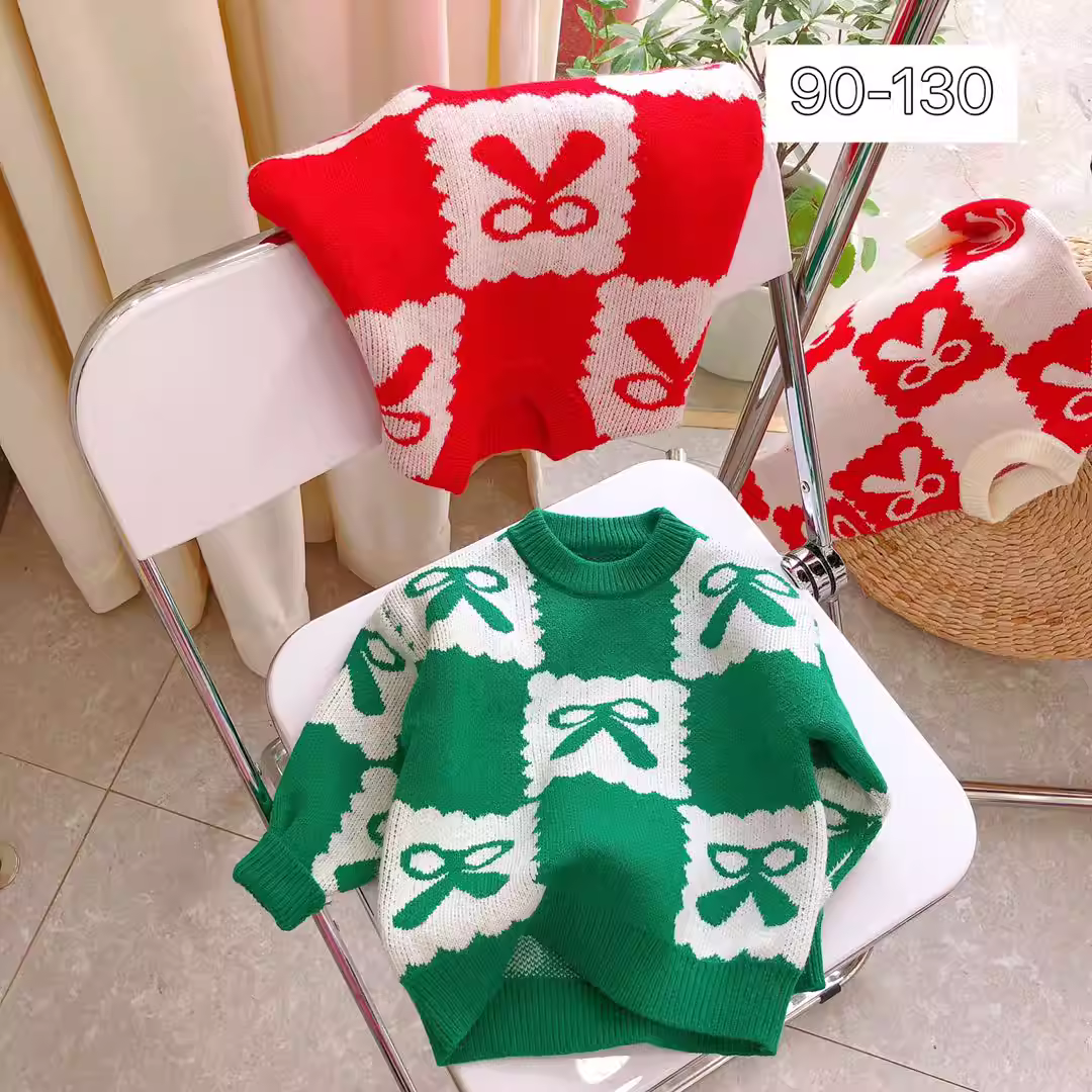 Áo len nữ bé gái 2025 kiểu xuân đông mới, thời trang trẻ em, áo len thời thượng, áo len len cho bé gái, áo len sành điệu