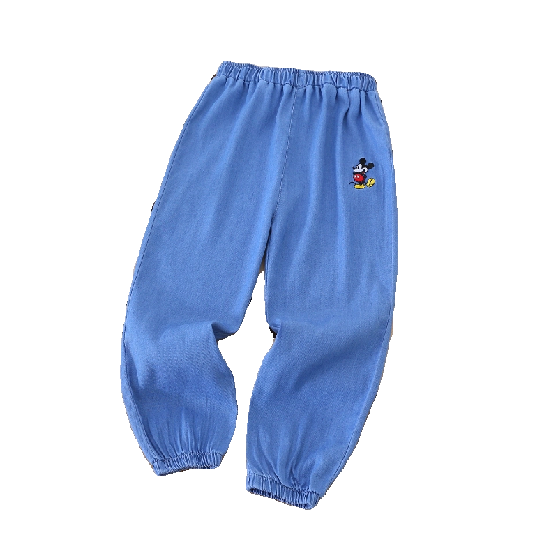 Quần chống muỗi denim Tencel cho trẻ em, quần dài điều hòa, mặc mùa hè 2025, quần mỏng thời trang cho bé trai và bé gái.