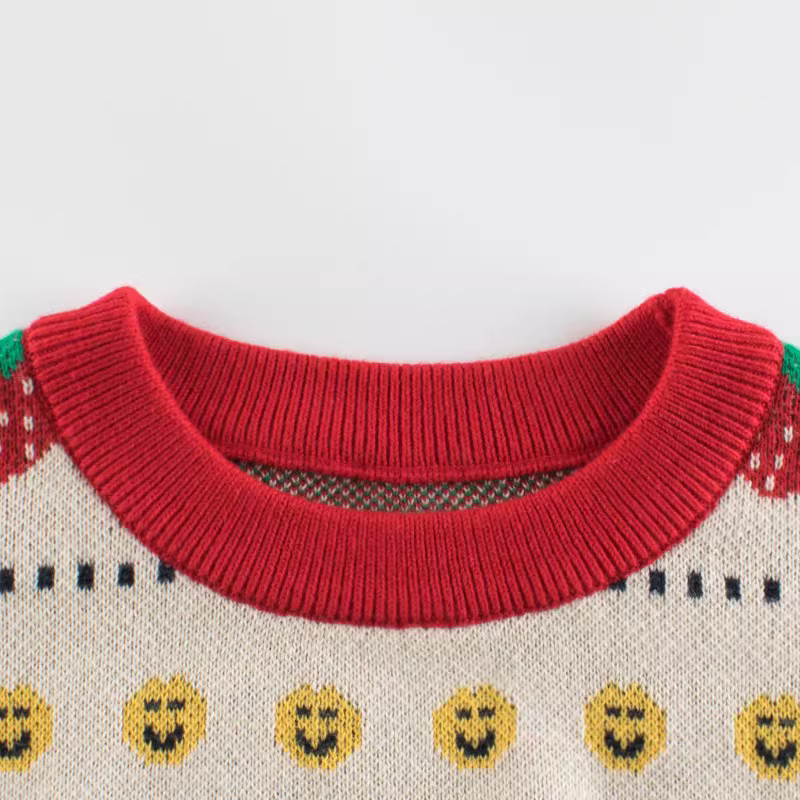 Áo len chui đầu trẻ em xuân đông 2024 kiểu mới, phong cách giản dị và thời trang, áo len cổ tròn cho bé gái, thời thượng