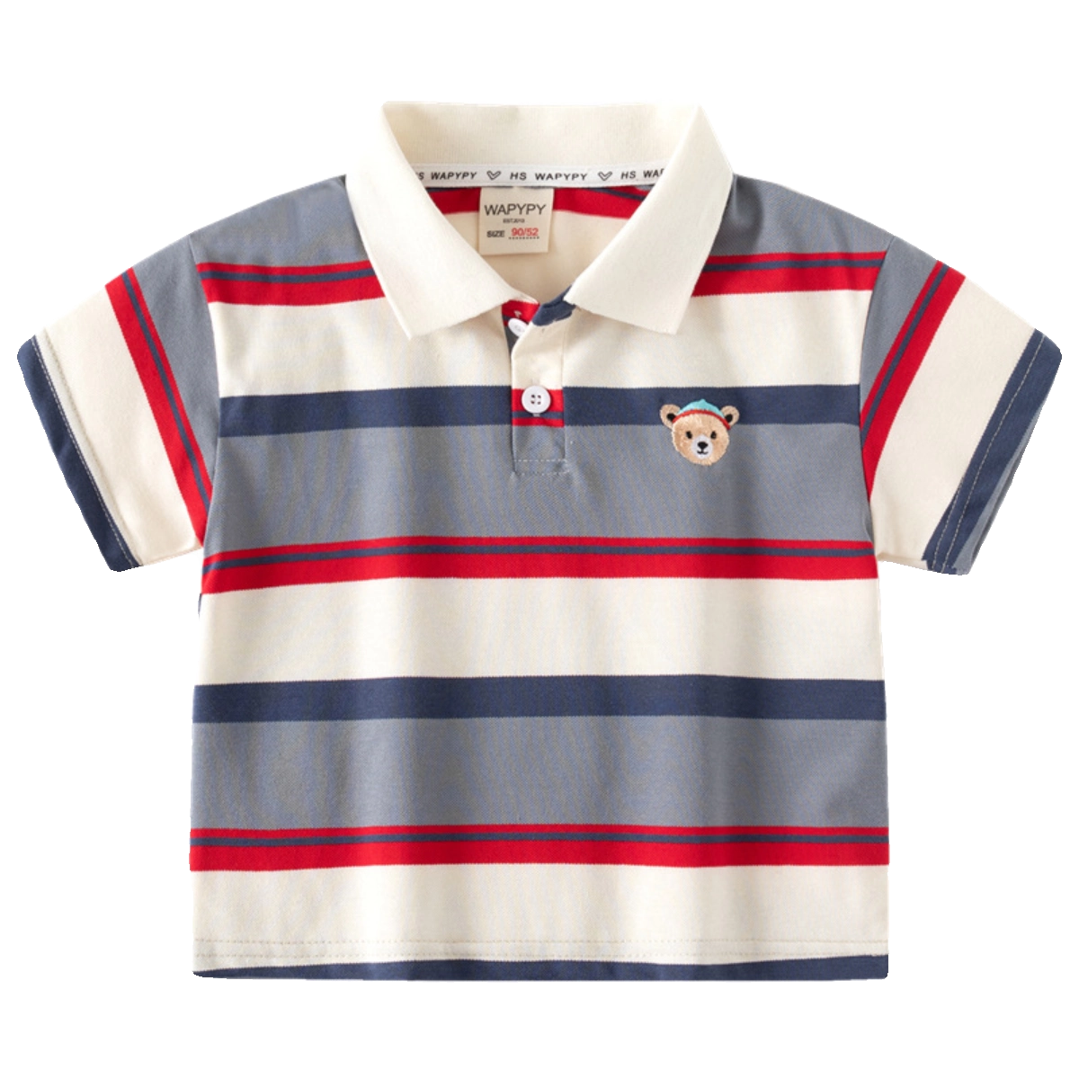 Áo sơ mi POLO sọc cho bé trai phong cách mùa hè mới Áo thun trẻ em cổ rộng có cổ trễ vai tay ngắn Áo thun trẻ em thông thường thoáng khí hợp thời trang