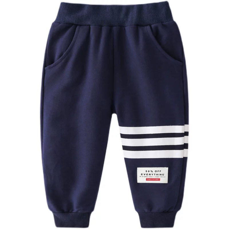 Quần bé trai kiểu xuân thu, quần thể thao mỏng cho trẻ em, quần dài cotton nguyên chất, quần thường ngày cho bé mặc ngoài trời, hợp thời trang.