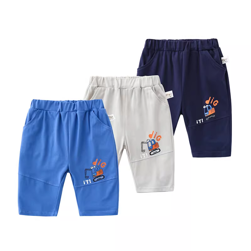 Quần đùi cotton thuần chất hè 2025 cho bé trai, quần capri kiểu Hàn Quốc, quần trẻ em thời trang, quần áo ngoài trẻ em
