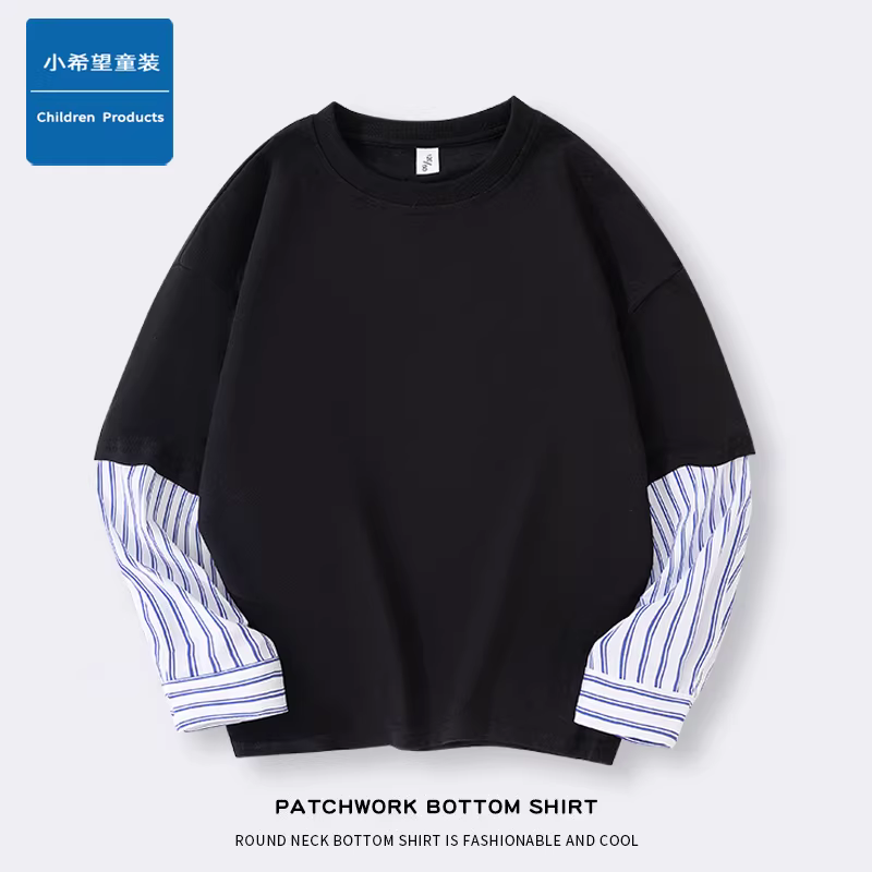 Áo sơ mi dài tay cho bé trai, áo thun, thời trang trẻ em mới năm 2025, áo lót cotton nguyên chất cho bé trai, áo thời thượng mùa xuân thu