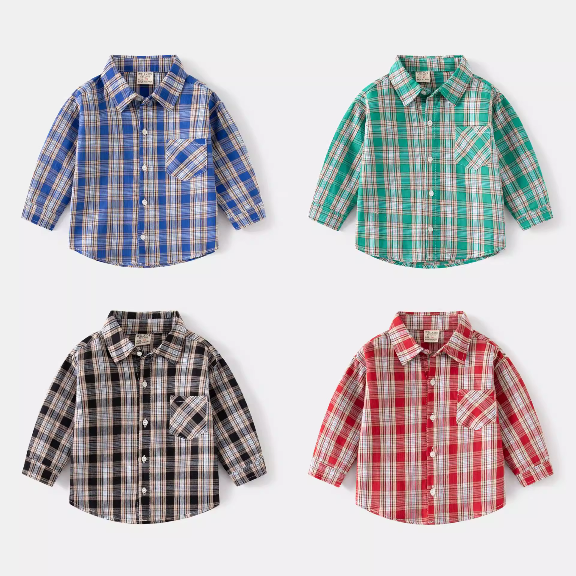 Áo sơ mi dài tay kẻ sọc cotton nguyên chất dành cho bé trai mùa xuân kiểu dáng mới, thấm hút mồ hôi và thoáng khí, áo sơ mi có cổ thông thường dành cho trẻ em để mặc bên ngoài