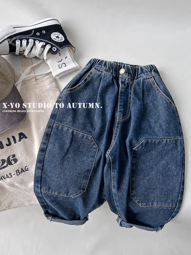 Quần jeans bé trai quần trẻ em quần áo mùa xuân phong cách Hàn Quốc thời trang trẻ em quần dài rộng rãi thoải mái mới năm 2025 quần áo trẻ em