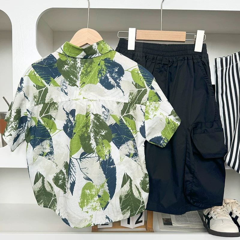 Áo sơ mi ngắn tay hợp thời trang, phong cách mùa hè mới, áo sơ mi thời trang cotton nguyên chất cho trẻ em dành cho bé gái, trẻ trung bình và lớn, bé trai, áo sơ mi rộng và mỏng, hợp thời trang