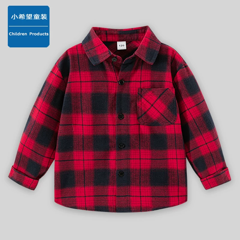Áo sơ mi kẻ sọc trẻ em, chất liệu cotton nguyên chất, thoải mái và thoáng khí, áo sơ mi dài tay cổ điển, phong cách xuân thu cho trẻ lớn, áo thường ngày cho bé trai