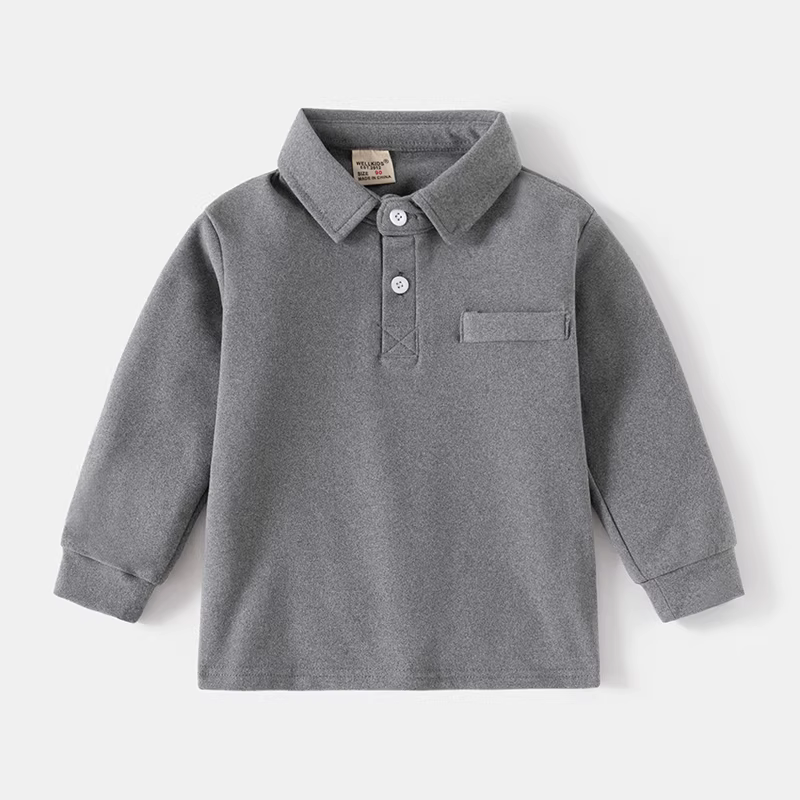 Áo thun polo trẻ em kiểu Hàn Quốc đa năng 2025 mới, áo thun dài tay dày cho bé trai có cổ, áo mùa thu thời trang cho bé