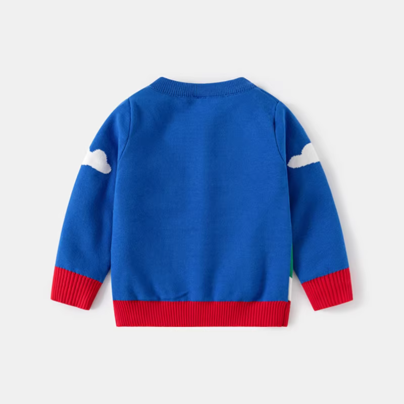 Áo len chui đầu hai lớp mùa thu đông dành cho trẻ em dành cho bé trai, áo dệt kim hình khủng long ông già Noel hoạt hình hợp thời trang dành cho trẻ em.