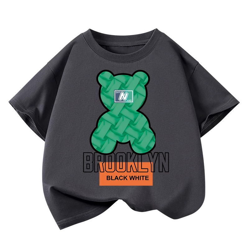 Áo thun ngắn tay mùa hè Little Hope chất liệu cotton nguyên chất 2025, quần áo trẻ em mới dành cho bé trai lớn tuổi mặc mùa hè