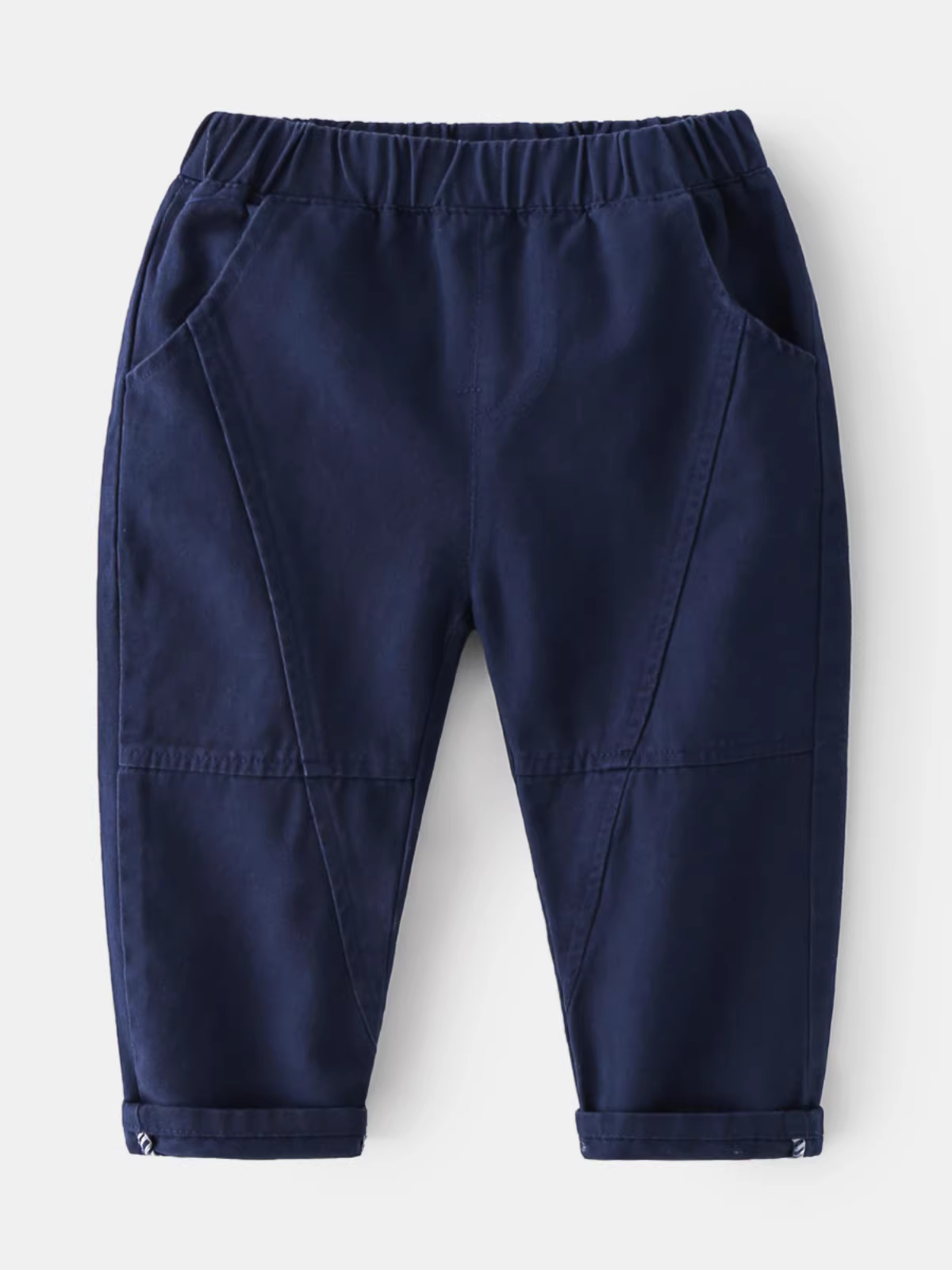 Quần dài dệt màu trơn trẻ em thu đông 2025 phong cách Hàn Quốc thời trang phối màu lưng trung quần cotton bé trai quần thường ngày đa năng