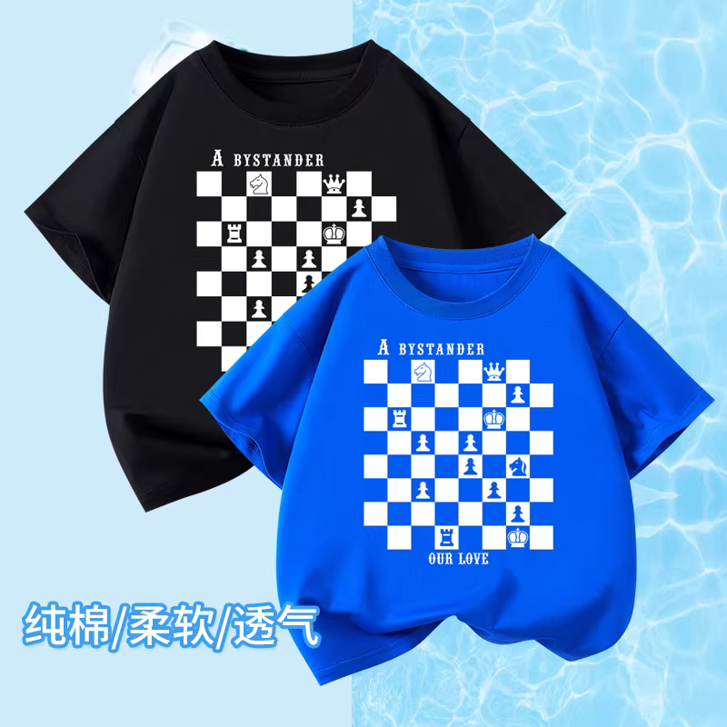 Áo thun ngắn tay thời trang cho bé trai 2025, chất liệu cotton nguyên chất, họa tiết caro mùa hè, dành cho trẻ lớn hơn, cổ tròn, kiểu dáng rộng rãi