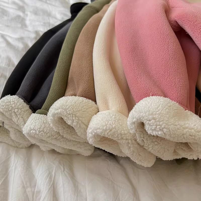 Áo khoác lông cừu trẻ em có thêm lớp lông cừu cho mùa xuân, áo lông cừu tích hợp cổ đứng cho bé trai, quần áo mùa đông cho bé gái, áo len có khóa kéo dày.