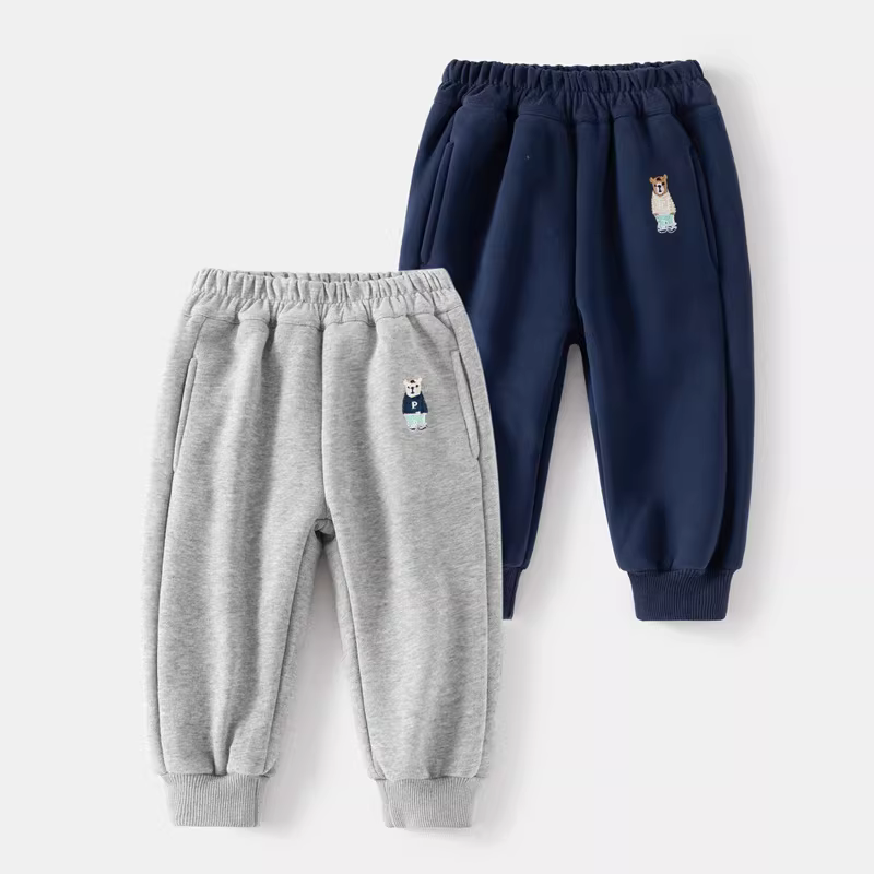 Quần thể thao lót lông cừu trẻ em xuân 2025 kiểu Hàn Quốc, quần dày giữ ấm mùa xuân đông cho bé trai