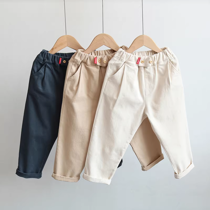Quần trẻ em dáng thẳng phong cách Hàn Quốc quần áo trẻ em quần dài màu trơn giản dị cho bé trai quần dài mùa xuân thu hợp thời trang