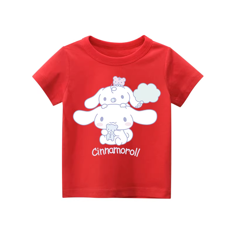Áo thun ngắn tay bé gái Cinnamon Dog 100% cotton, mặc hè, kiểu mới 2025, thời trang trẻ em, áo thun ngắn bé gái mới