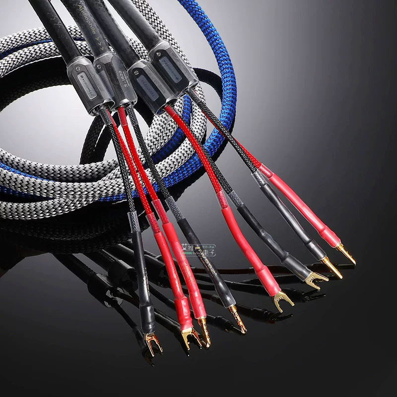 Cáp loa audiophile AUDIOMECA, đầu nối hình bọ, ống định hướng, vòng giảm chấn, bộ chia tín hiệu một ra hai, tự chế