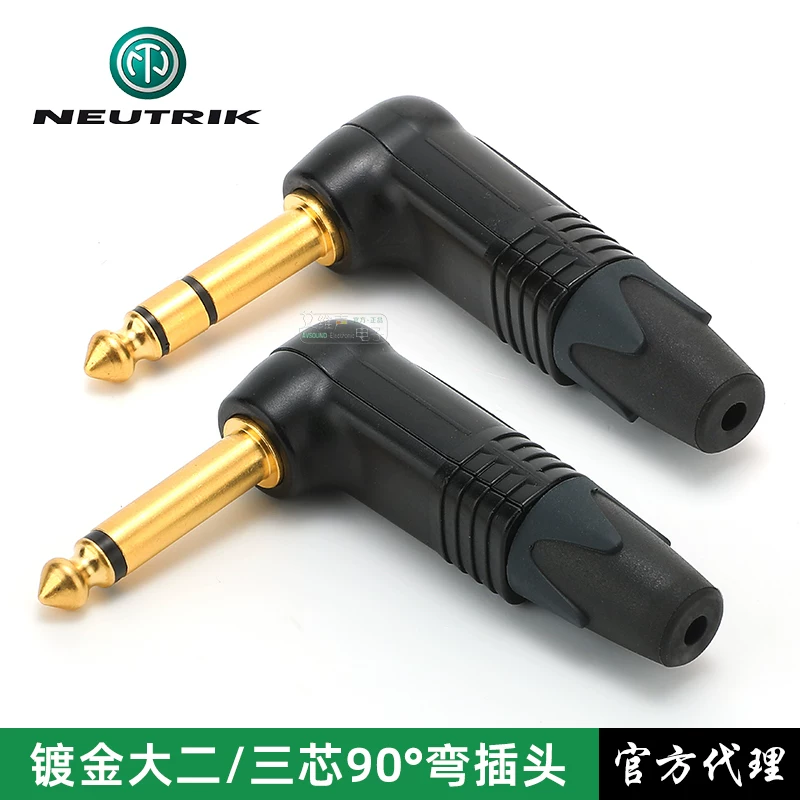 Swiss NEUTRIK NP2RX-B đầu cắm góc vuông lớn hai lõi ba lõi mạ vàng màu đen 6,35mm