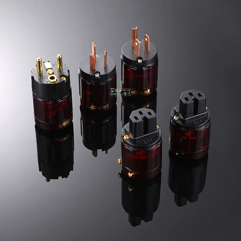 Miễn phí vận chuyển AVSSZ Á-Âu 079 mạ vàng tiêu chuẩn Châu Âu đầu nối dây nguồn hifi đầu nối nguồn đuôi cắm màu tím