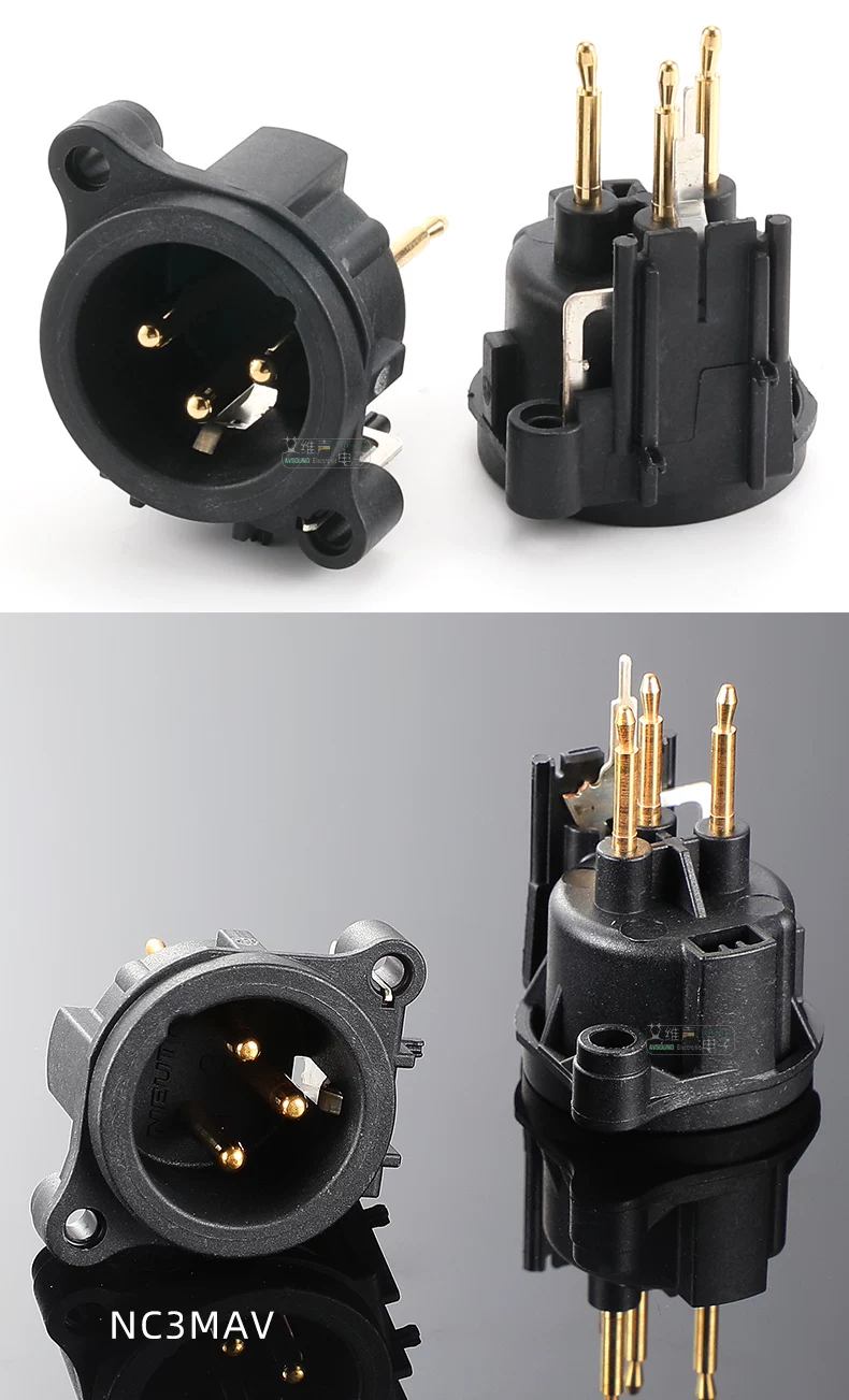 Youquke NC3MAV ba chân XLR đầu nối đực XLR bảng mạch khuếch đại dọc PCB hàn cáp âm thanh XLR