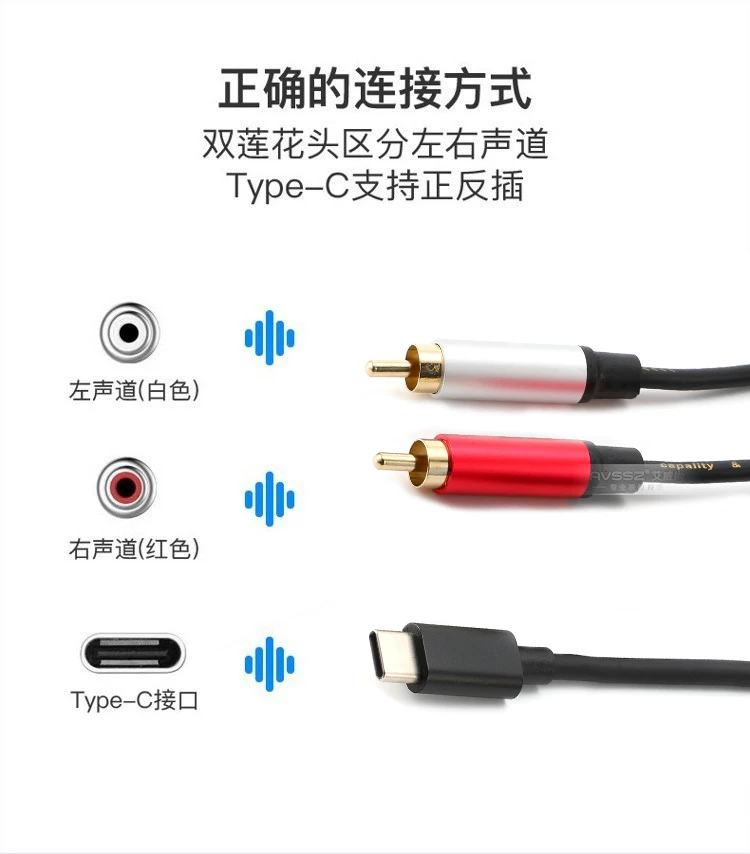 Cáp âm thanh Type-C sang RCA kép, cáp 2RCA một đến hai cho điện thoại di động, máy tính xách tay, cáp loa, cáp tai nghe 6,5mm, XLR
