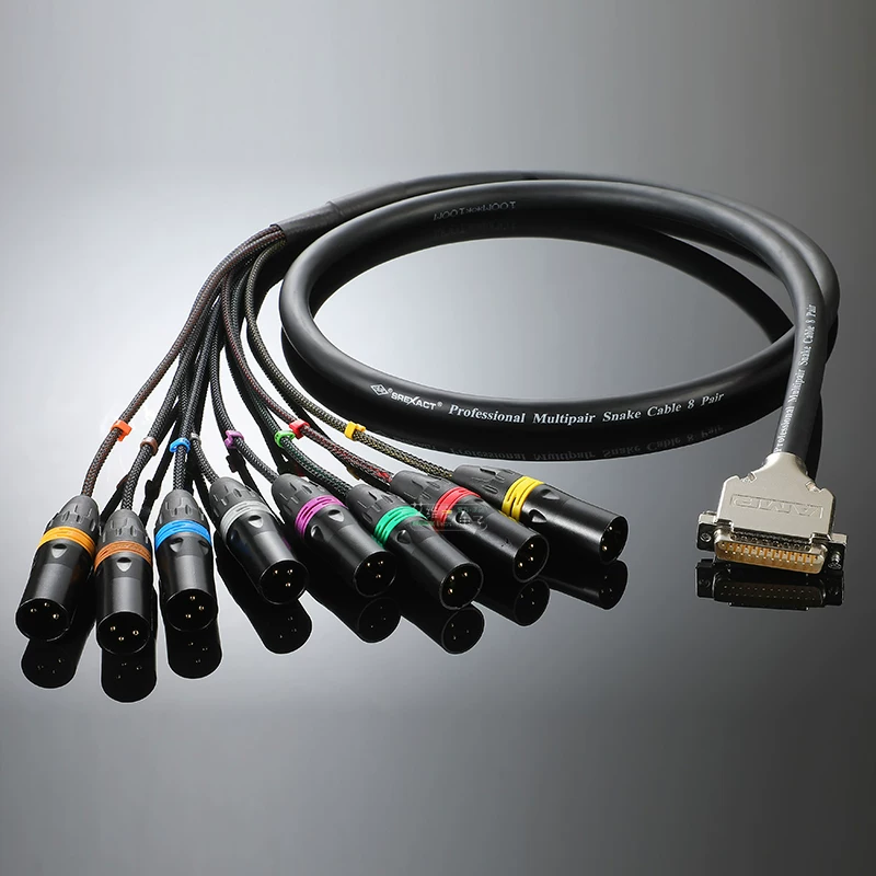 Cáp kết nối Protools HD DB25 sang 8 XLR đực/cái với 8 cổng đầu ra I/O, cáp đuôi quạt kiểu pigtail dành cho âm thanh.