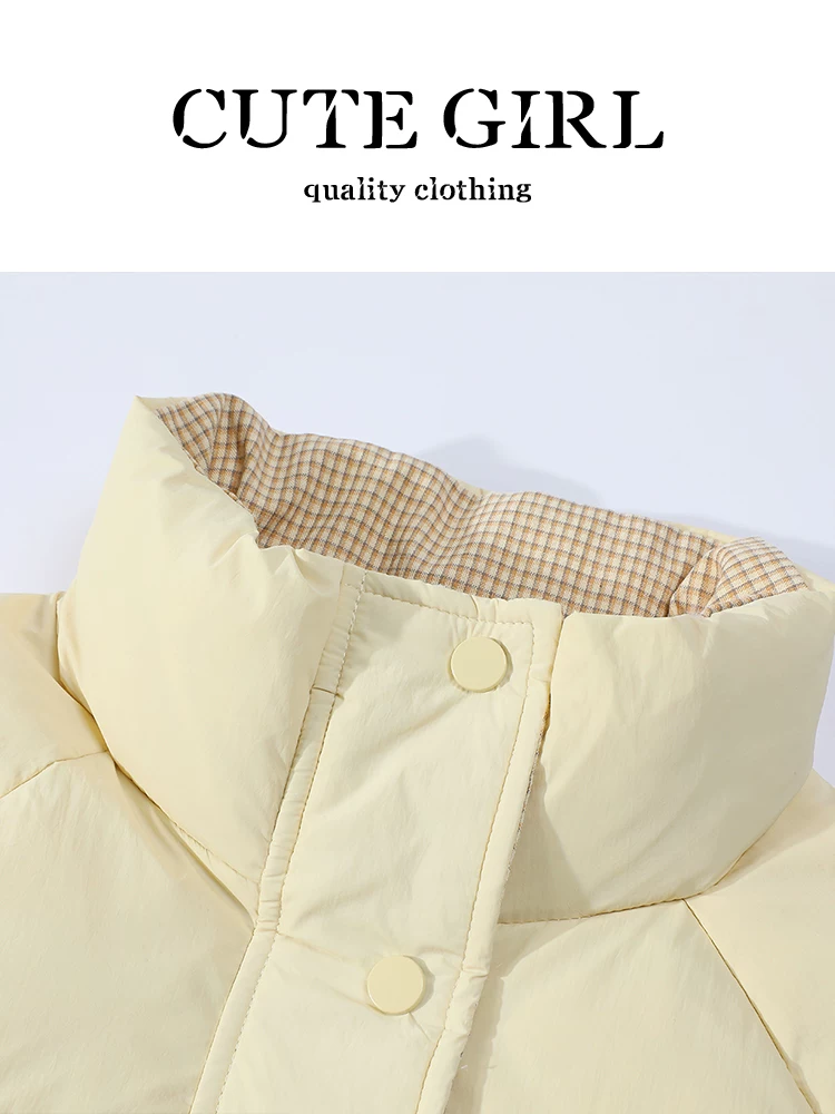 Áo khoác ngắn cổ đứng kẻ sọc phong cách Hàn Quốc CuteGirl dành cho nữ, mùa thu đông, áo khoác cotton thanh lịch, rộng rãi, giảm tuổi tác.