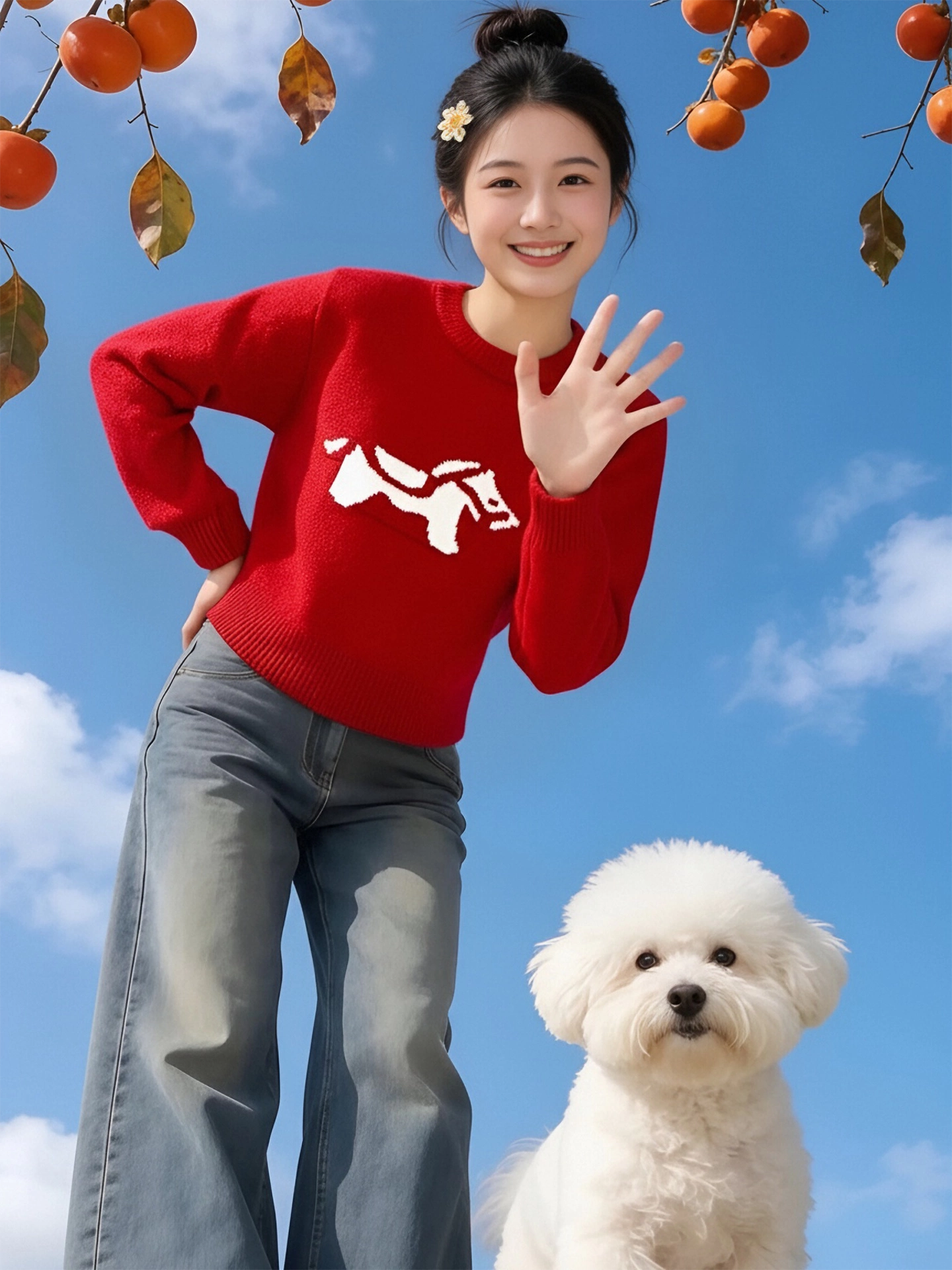 Áo len jacquard màu mơ phong cách Hàn Quốc dành cho nữ, phong cách lười biếng mùa đông, dáng rộng, tôn dáng, đa năng, áo giảm tuổi tác